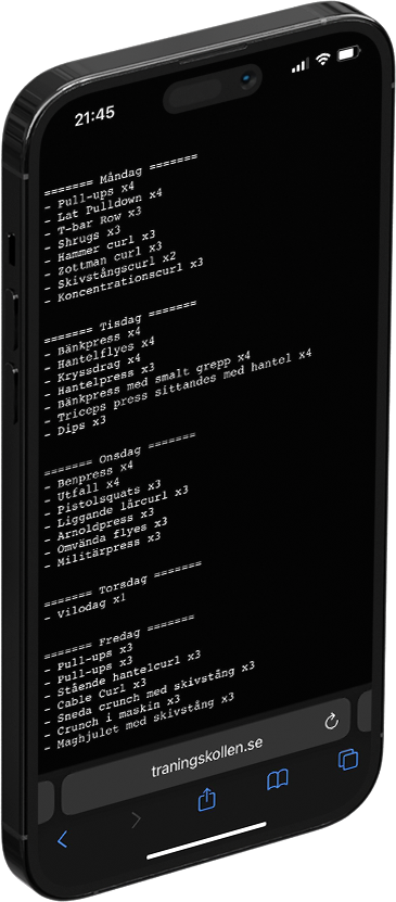 iphone med ett träningsschema